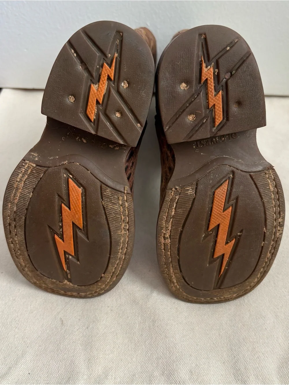 Old West Unisex Kids Leather Western Cowboy Boots Brown US 8.5 D